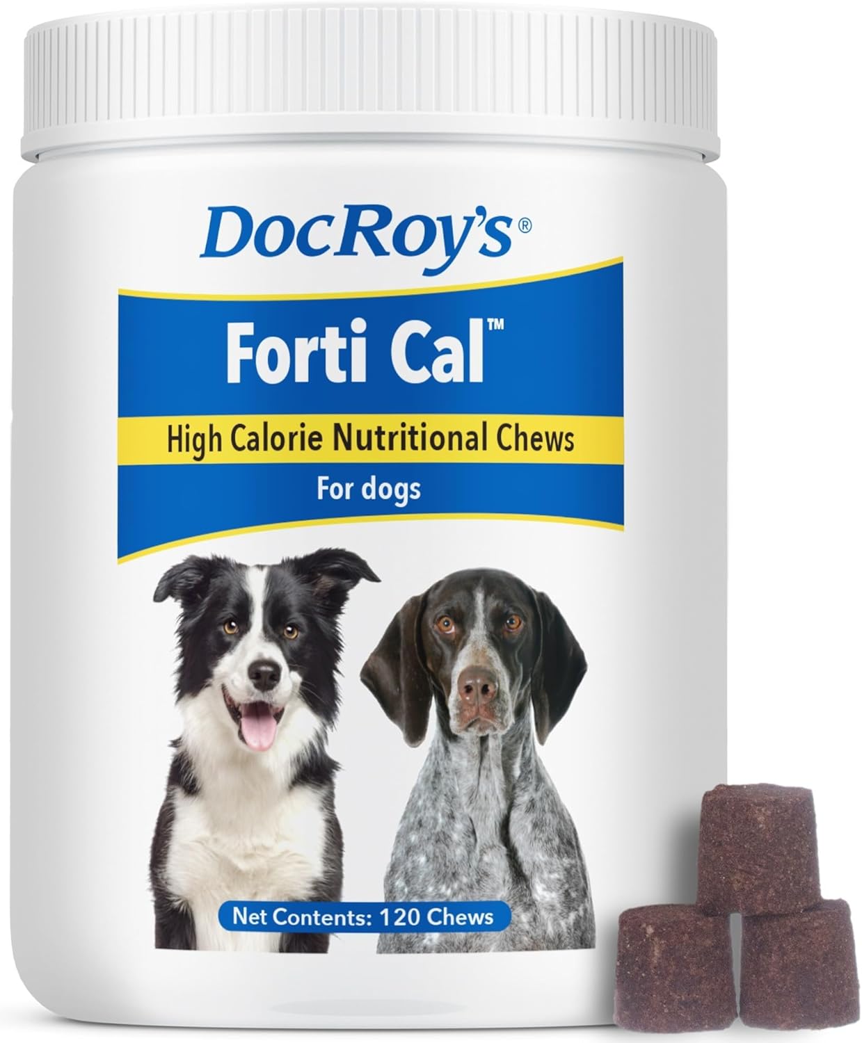 Doc Roy’s Forti Cal Soft Chews, High-Calorie Energy Supplement for Dogs & Cats, Boosts Appetite, Weight Gain & Recovery, Tasty Roast Beef & Liver Flavor, 120ct