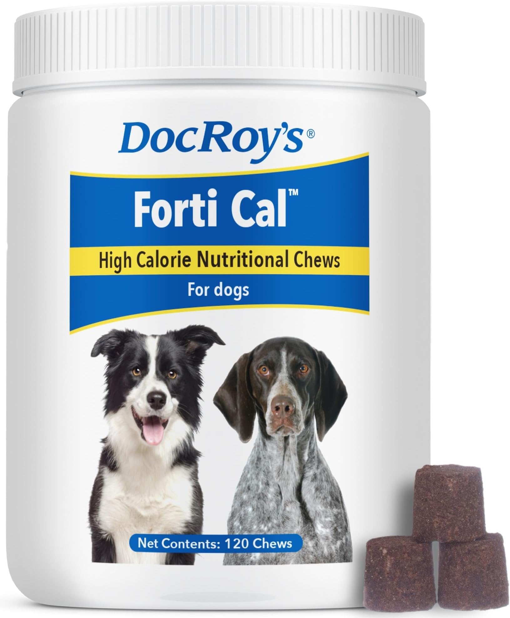 Doc Roy’s Forti Cal Soft Chews, High-Calorie Energy Supplement for Dogs & Cats, Boosts Appetite, Weight Gain & Recovery, Tasty Roast Beef & Liver Flavor, 120ct