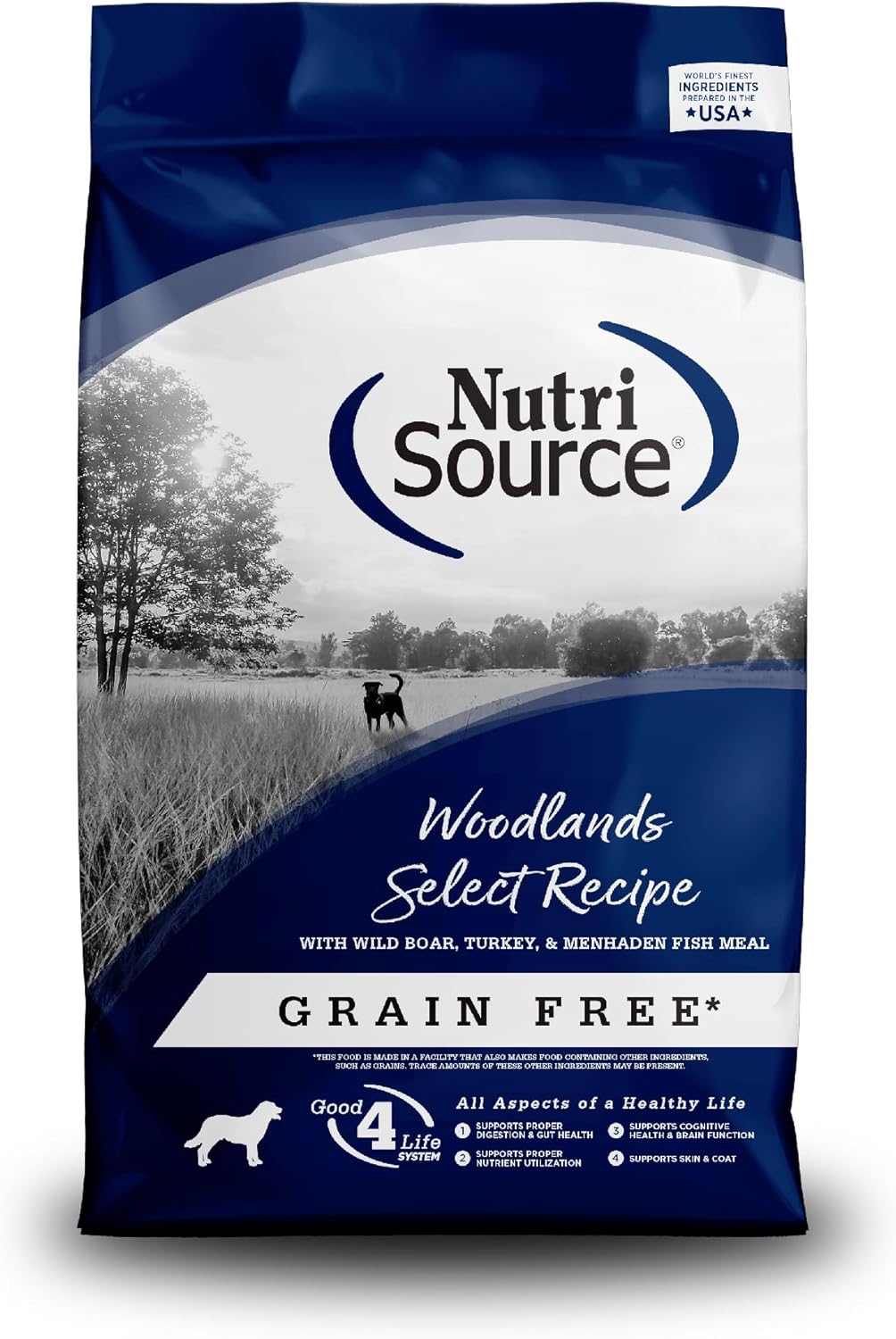 NutriSource Woodland Select Grain Free Dry Dog Food, Boar, Turkey and Menhaden Fish Meal, 26LB