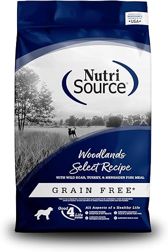 Nutrisource Carne de res y trucha selectas sin granos Woodlands para perros, 5 libras