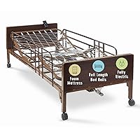 Vista 4 de Cama de hospital eléctrica completa con medios rieles incluidos, para uso en el cuidado del hogar e instalaciones médicas, totalmente ajustables