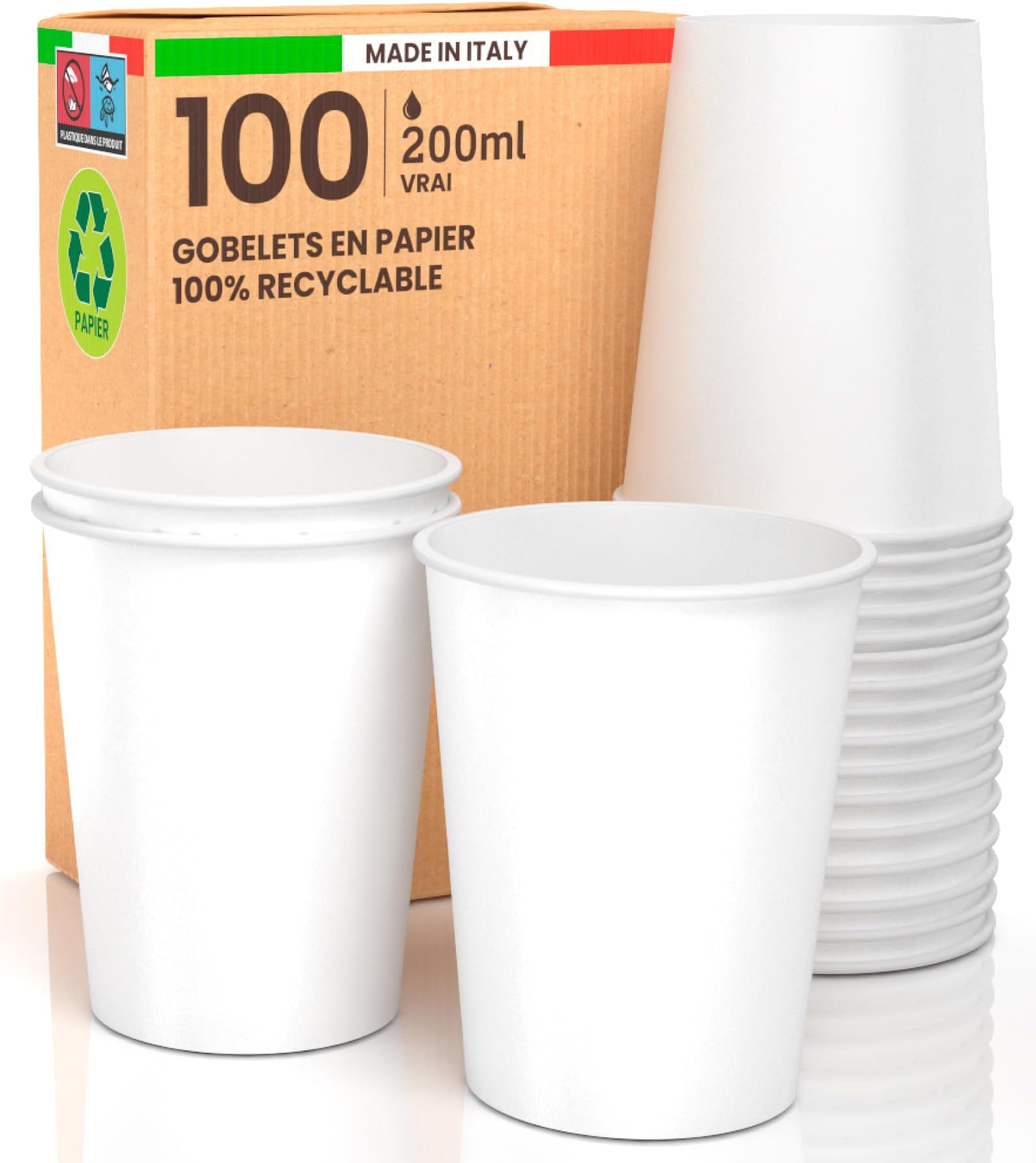 Lot de 24 gobelets jetables en papier Doré métallisé 220 ml 497