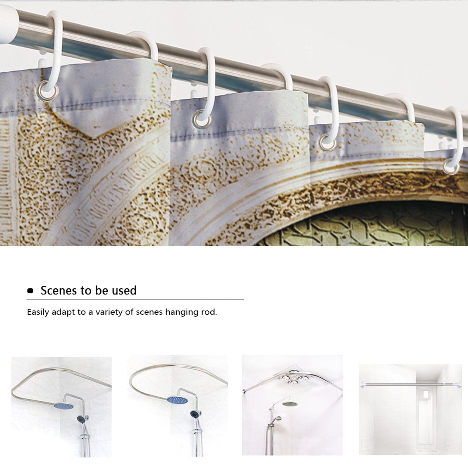 Bonitas Cortinas de Ducha para Limpiar el baño Patrón Irregular de luz Conjunto de Cortinas de Ducha húmedas y secas separadas con 12 Ganchos Azul Rosa 200x220 cm