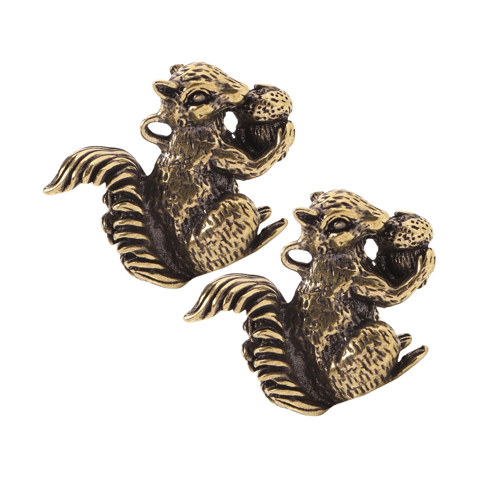 PANGBOER 2Pcs Handcrafted Brass Squirrel Incenses Stick Burners Keychain Charm for Desk Decors and Fragrances Diffusions Antique Squirrel Keychain Charm Gift