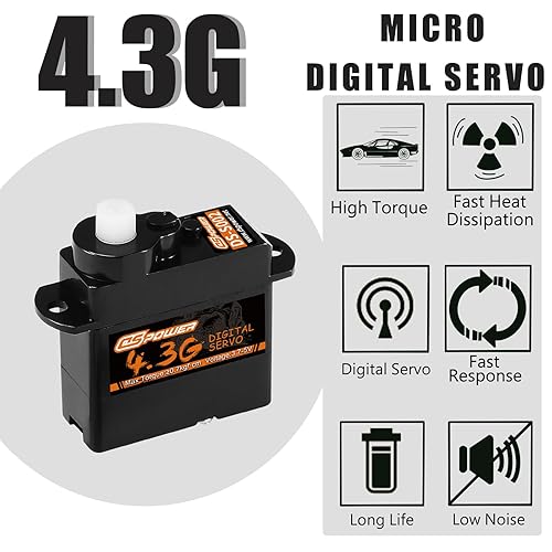 Miniatura 3 de Mini servo de 4.3G de 4.3G, servomotor micro digital RC sin núcleo, servos de dirección para helicóptero de ala fija, avión Drone 124 128 RC Car