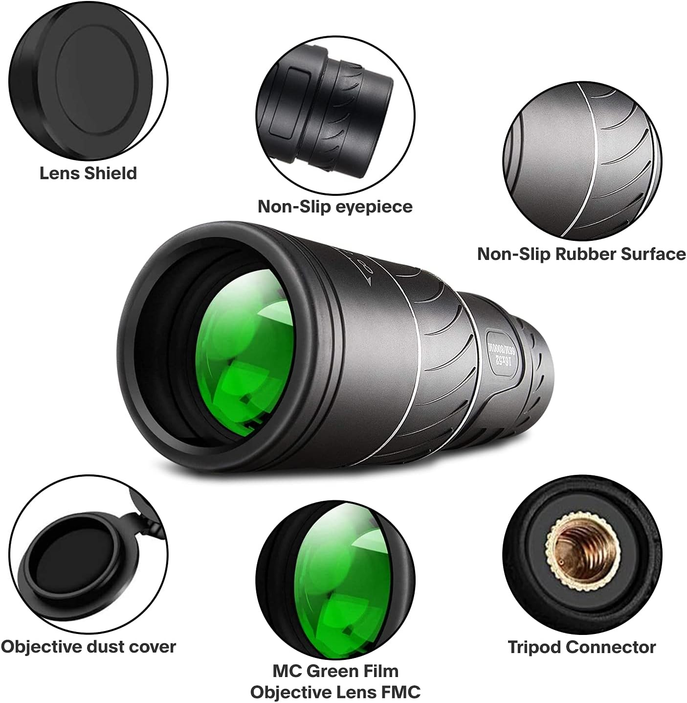 Monocular-Telescope-High-Powered Night Vision for Adults with Smartphone Adapter 16X52 Mini Pocket Scope for Bird Watching Hunting Camping Wildlife Secenery Travelling : Electronics