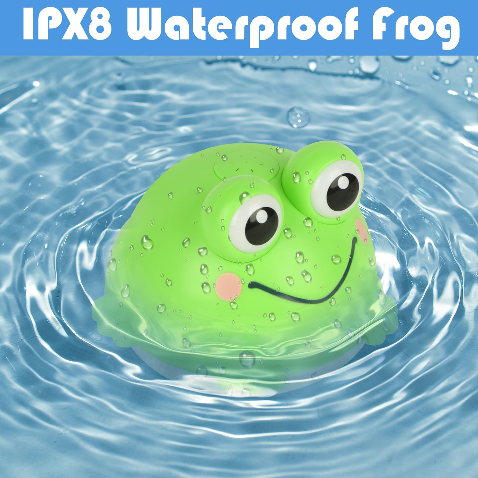 Withosent Grenouille Jouet Bain Bébé, Rechargeable Jeux de Enfant avec LED, Induction Automatique Arroseur Jeu de Bain, Jouet pour Le Garçons et Filles pour 1-6Ans