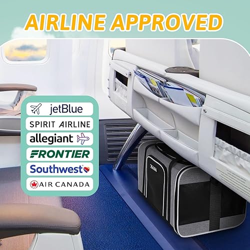 Miniatura 48 de Petskd Transportador de mascotas de 17 x 13 x 9.5 pulgadas, aprobado por aerolíneas suroestes, bolsa de viaje para gatos pequeños y perros