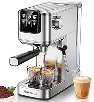 Vista 1 de Espresso Machine, 20 Bar Professional Espresso Coffee Maker with Milk Frother Steam Wand, Hot & Iced Coffee Machine, Compact Stainless Steel Coffee