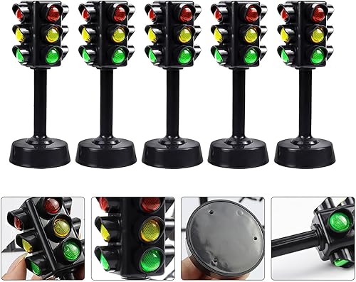 Miniatura 7 de Juguete de semáforo, modelo educativo de señal de tráfico para niños, juguete de aprendizaje temprano con efectos de sonido y luz, 12 piezas, mini