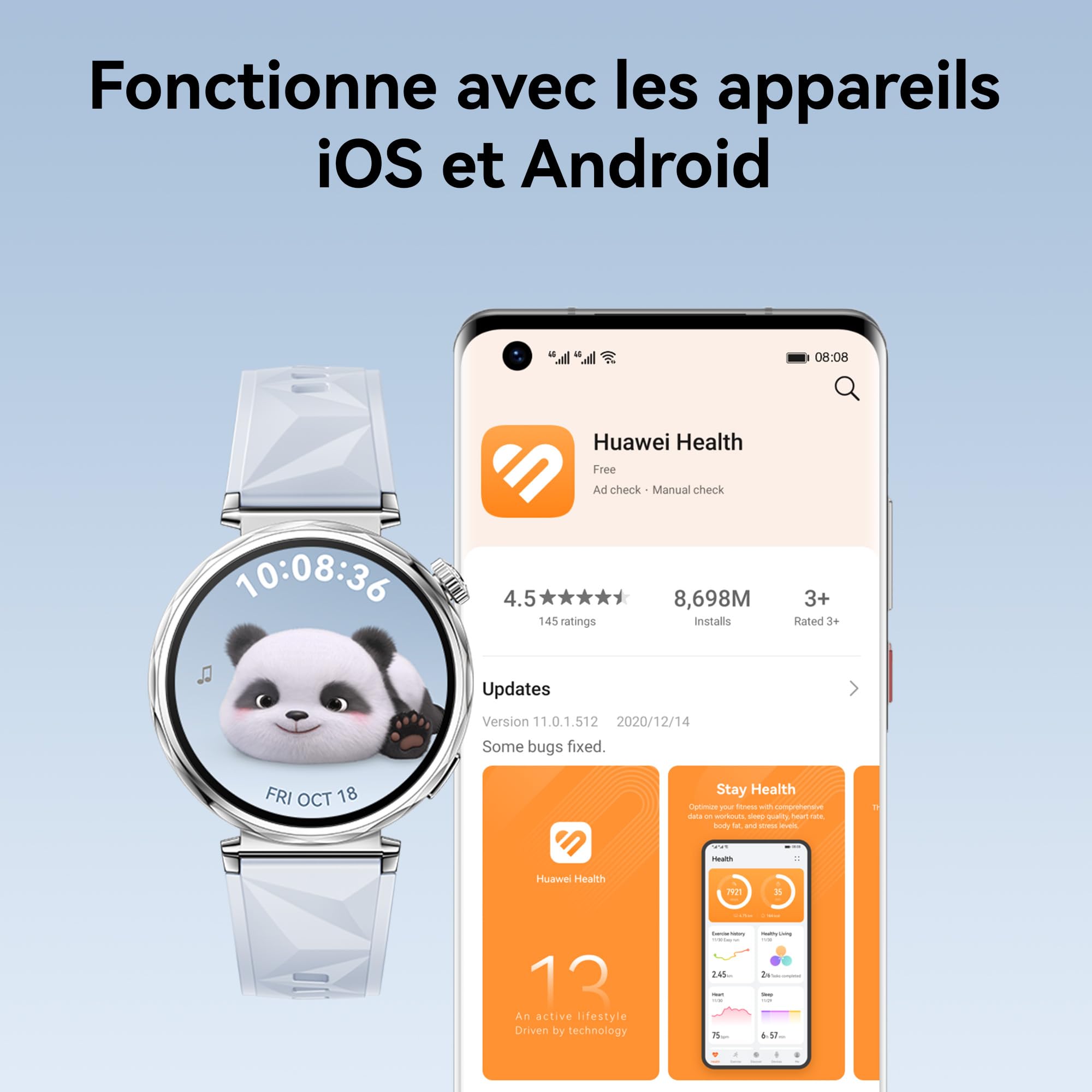 HUAWEI Watch GT 5 46mm Montre Connectée Noir, Suivi Santé, Autonomie 14 Jours iOS Android