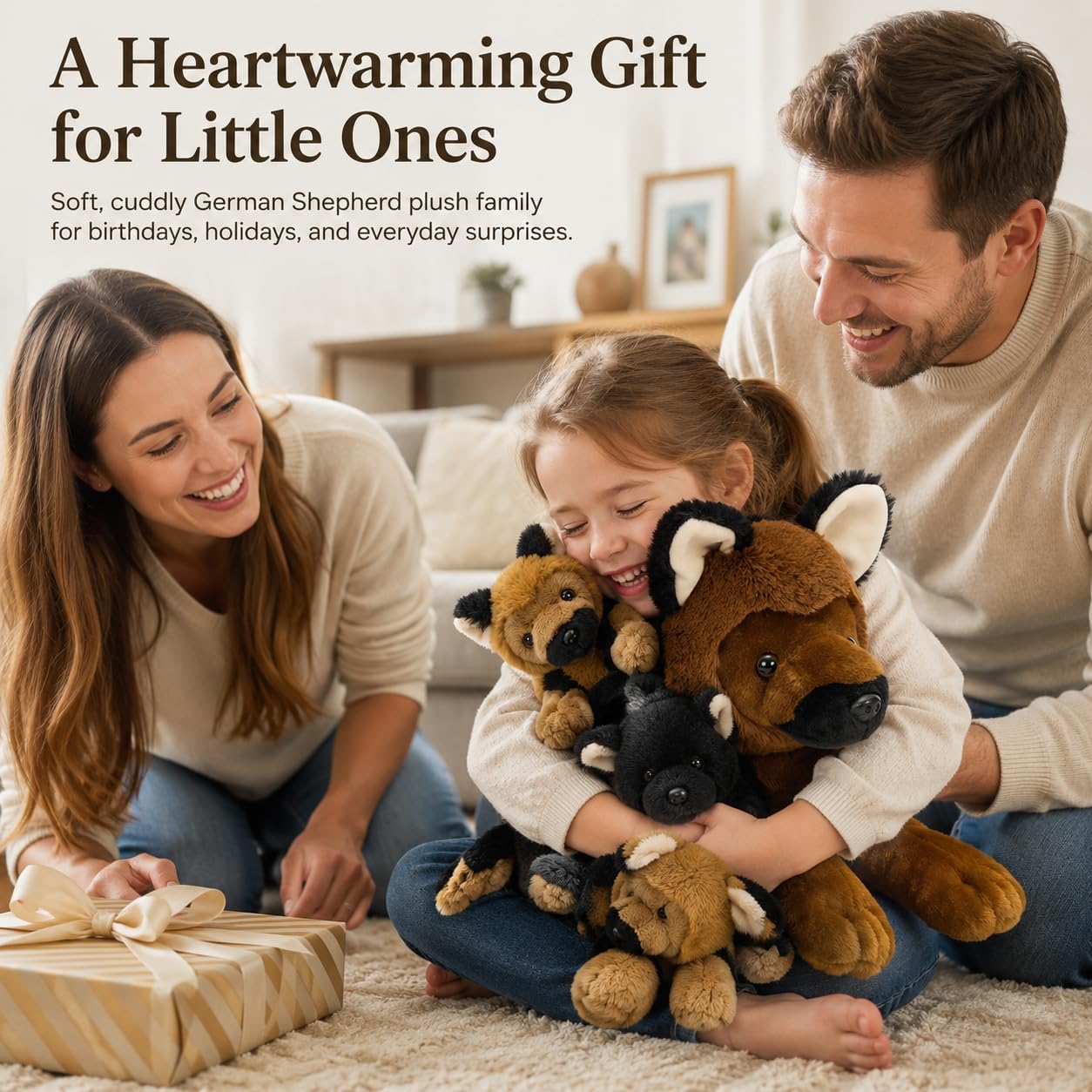 MorisMos German Shepherd Stuffed Animal with 3 Puppies image 3