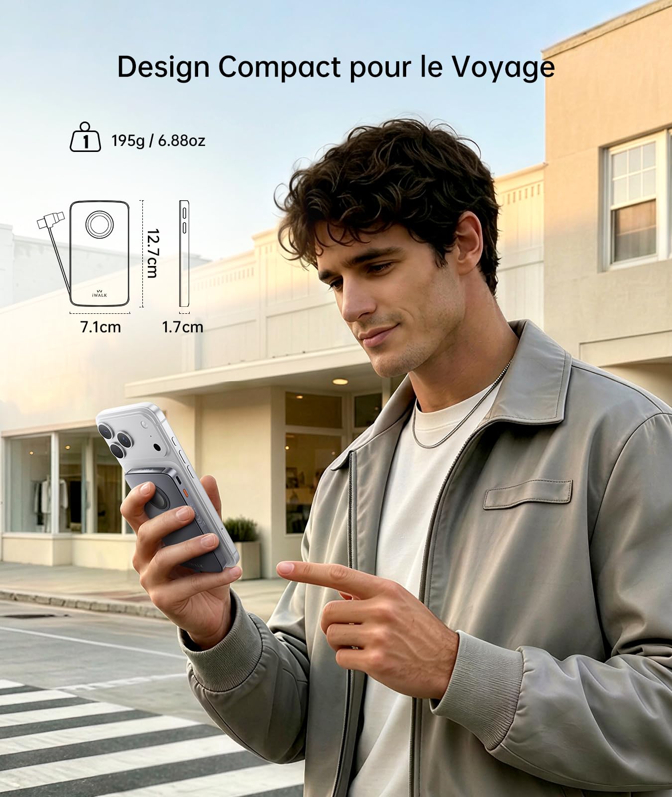 iWALK Batterie Externe 10000mAh pour Apple Watch & iPhone,Gris | USB-C Câble, Charge Rapide PD 30W, 5W pour Apple Watch, LED Display, Design Aluminium Premium,