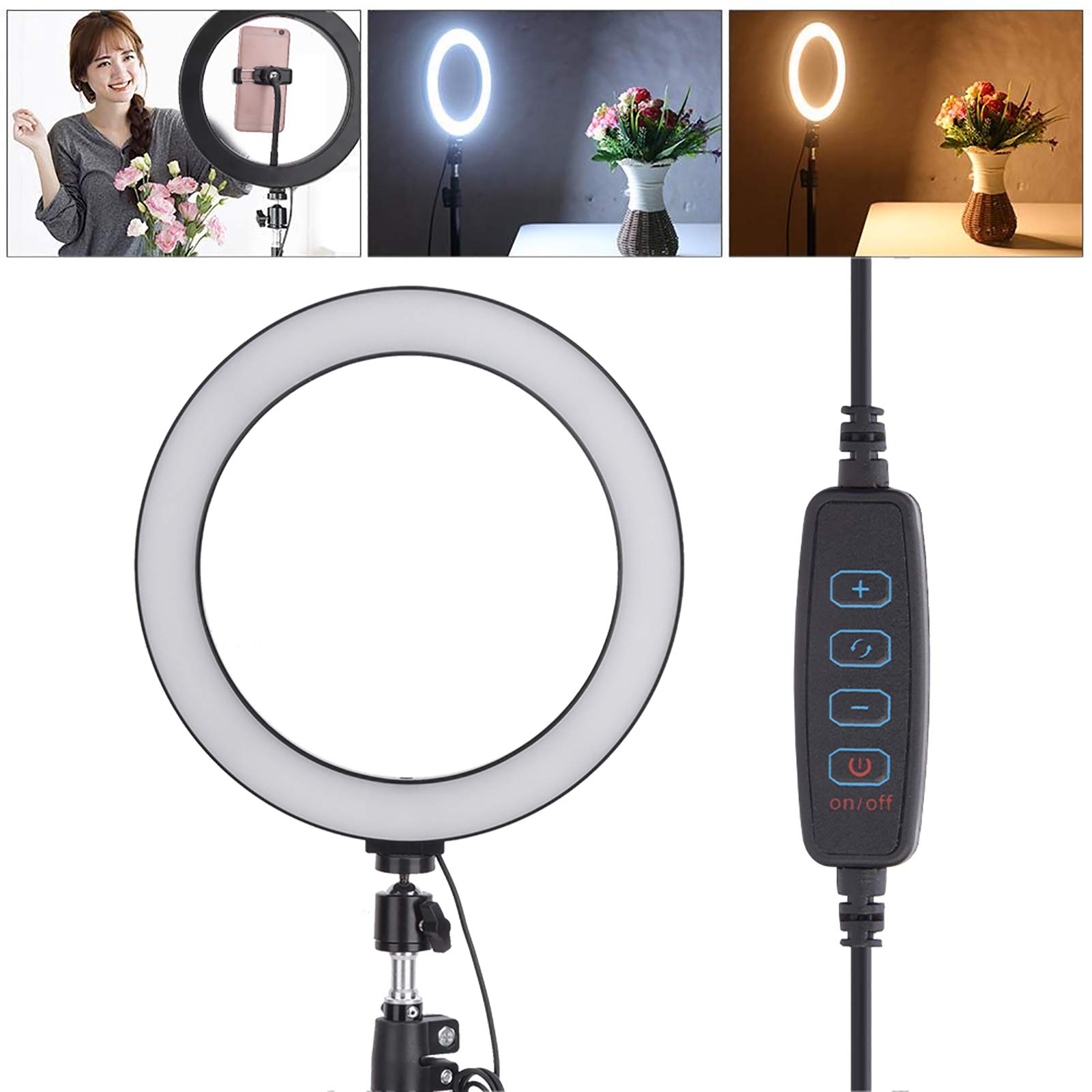 Anello Luminoso a LED Dimmerabile da 10 Pollici con Clip per Telefono e Treppiede Pieghevole, Ideale per Truccatori e Fotografi