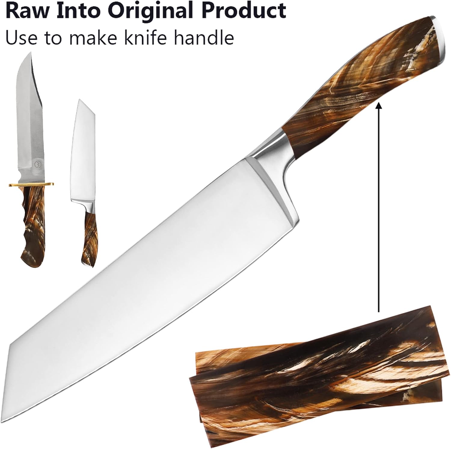 Buddha4all Honey Water Buffalo Horn Scales Streaked Buffalo Horn Scales Fixed Blade Hunting Knife Pair Handles Material for Knifes (Black Gold)