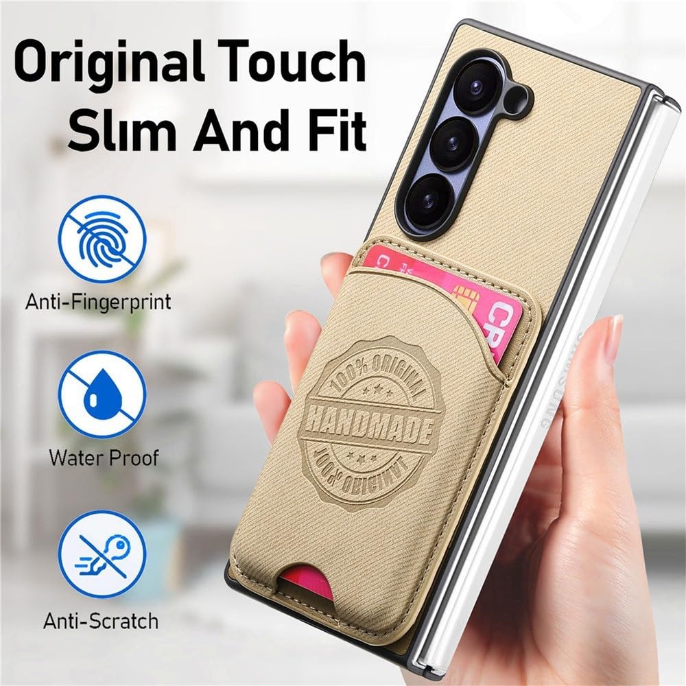 Generic Custodia compatibile con Samsung Galaxy Z Fold 6 (colore: kaki) 2 in 1 custodia magnetica staccabile in tela rigida flip back
