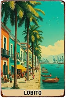 XIAJVS Lobito - Angola, Coastal, Harbor Metal Aluminum Signs Retro Wall Decor 8X12 Inch for Living Room Kitchen Farm Bedroom Bathroom Decoration Posters