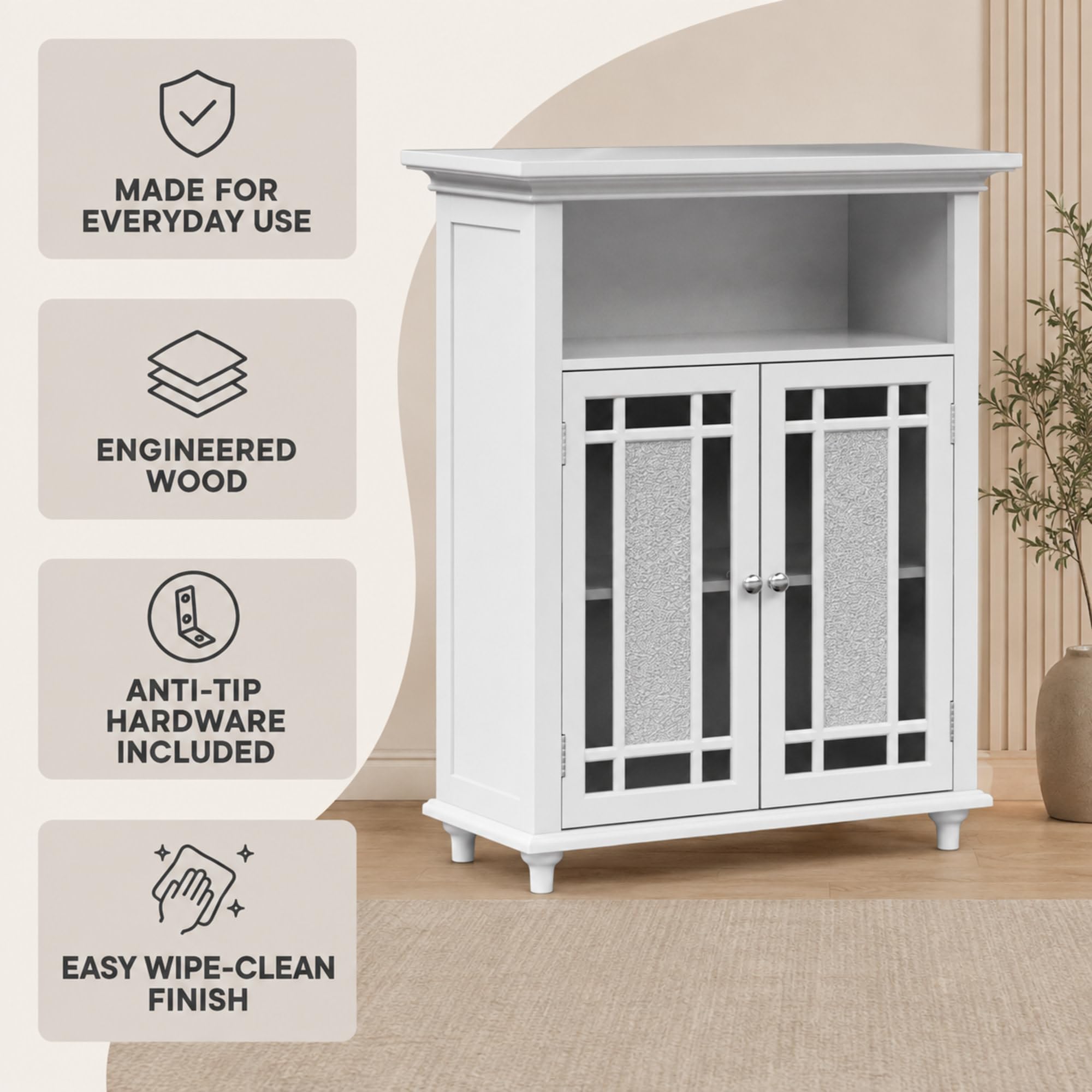 Teamson Home Placard de Rangement Meuble Bas de Salle de Bain Blanc Windsor ELG-529