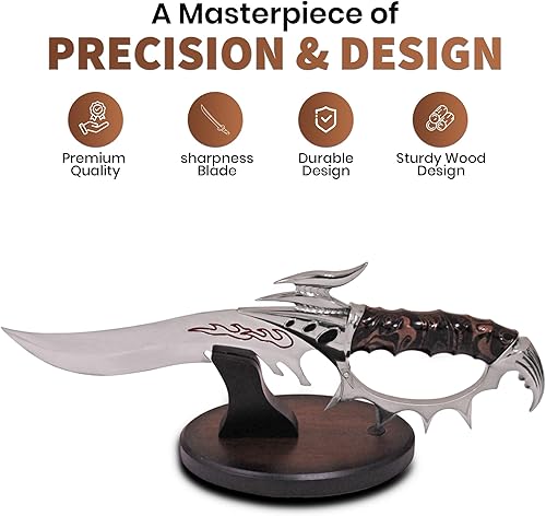 Miniatura 7 de Rite Edge Daga Talon de 16 pulgadas, hoja de acero 420 de 9 pulgadas con mango de aleación de zinc y soporte de exhibición de madera, cuchillo