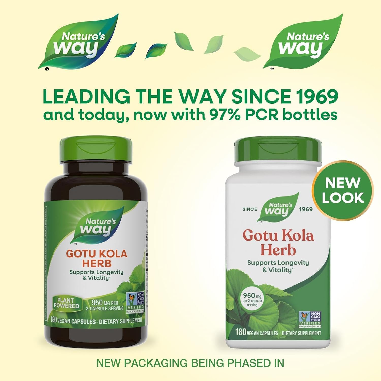 Nature's Way Gotu Kola Herb, Supports Longevity and Vitality*, 950 mg per 2-Capsule Serving, Non-GMO Project Verified, 180 Capsules (Packaging May Vary) - Image 2