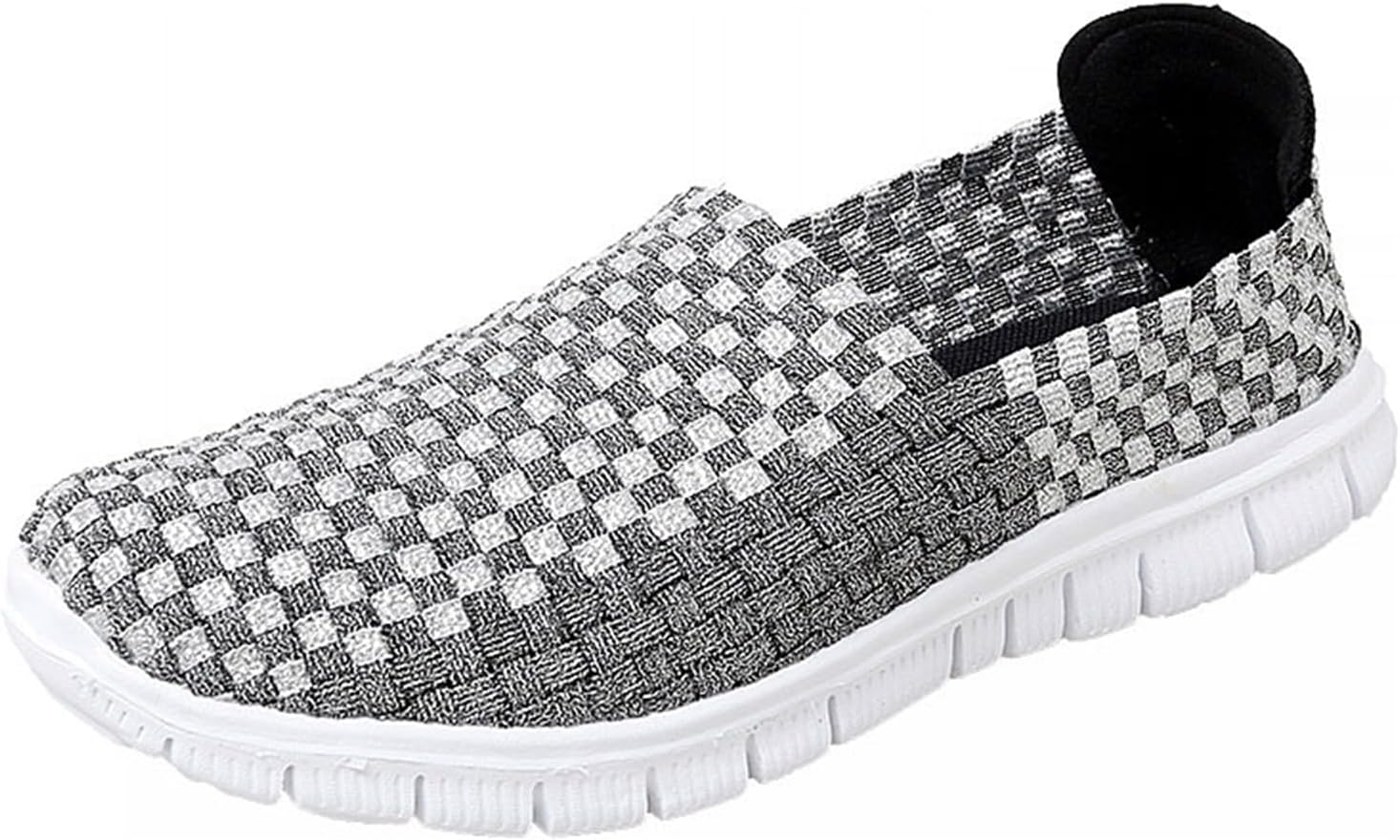 Icegrey Womens Elastic Walking Shoes Mary Jane Flats Slip On Sneakers Comfort Loafers Woven Shoes