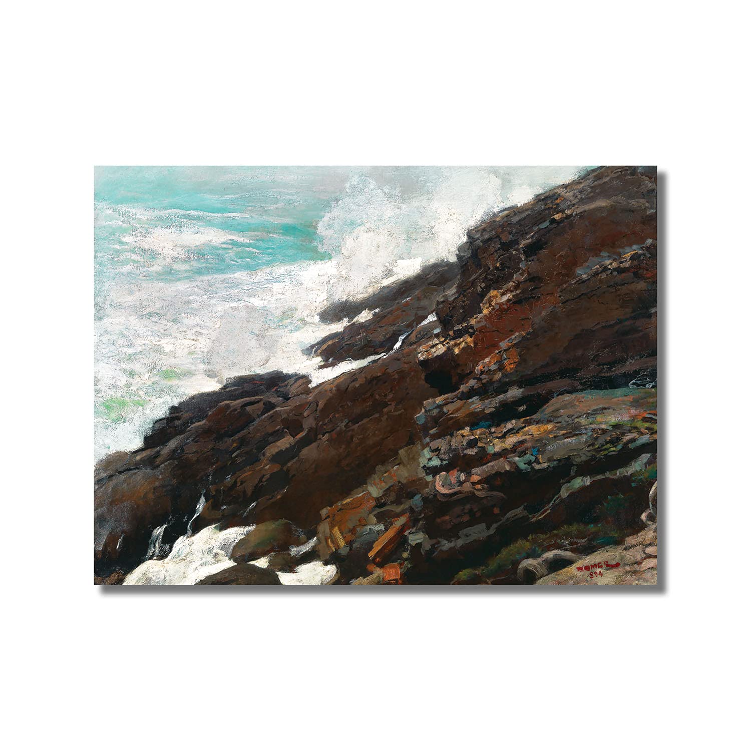 Tamatina Realism Art Canvas Painting | High Cliff, Coast of Maine (1894) by Winslow Homer | Wall Decor | Famous Painting | Size - 13X10 Inches.