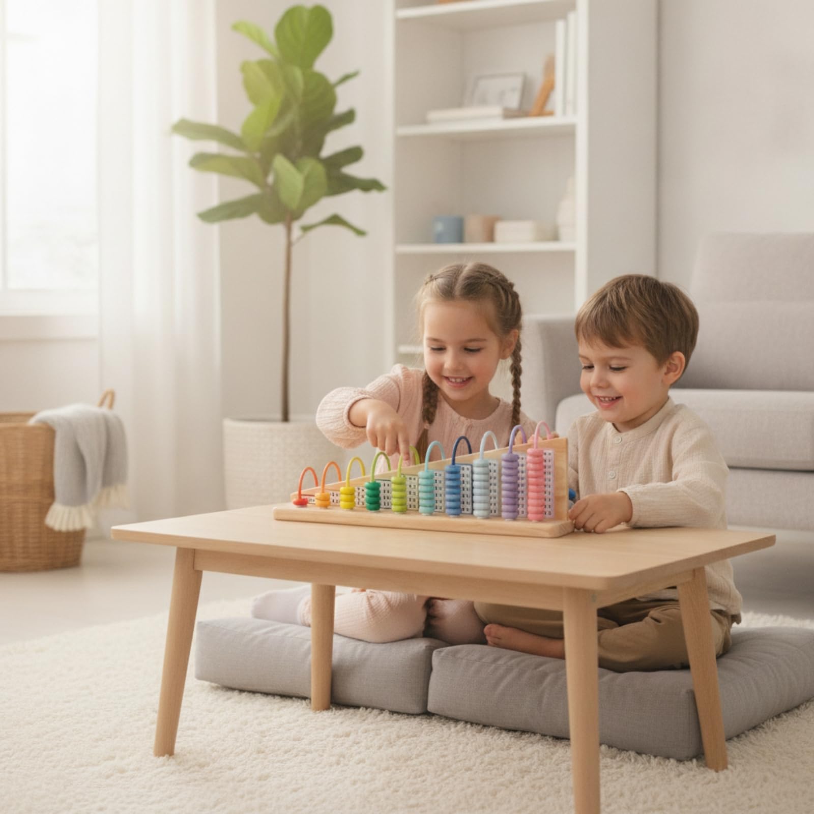 harayaa Kinder Rechenrahmen Holz Rechenbrett Lernspielzeug Zahlenbrett Addition Subtraktion mit Gebogenen Stäben Und Sichtbarer Perlenbewegung für Vorschule Grundschule Zuhause Geeignet