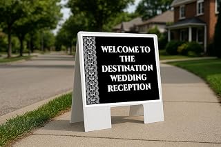 Welcome To The Destination Wedding Reception Formal Folding Coroplast A-Frame Double Sided 23x23 in. Sign