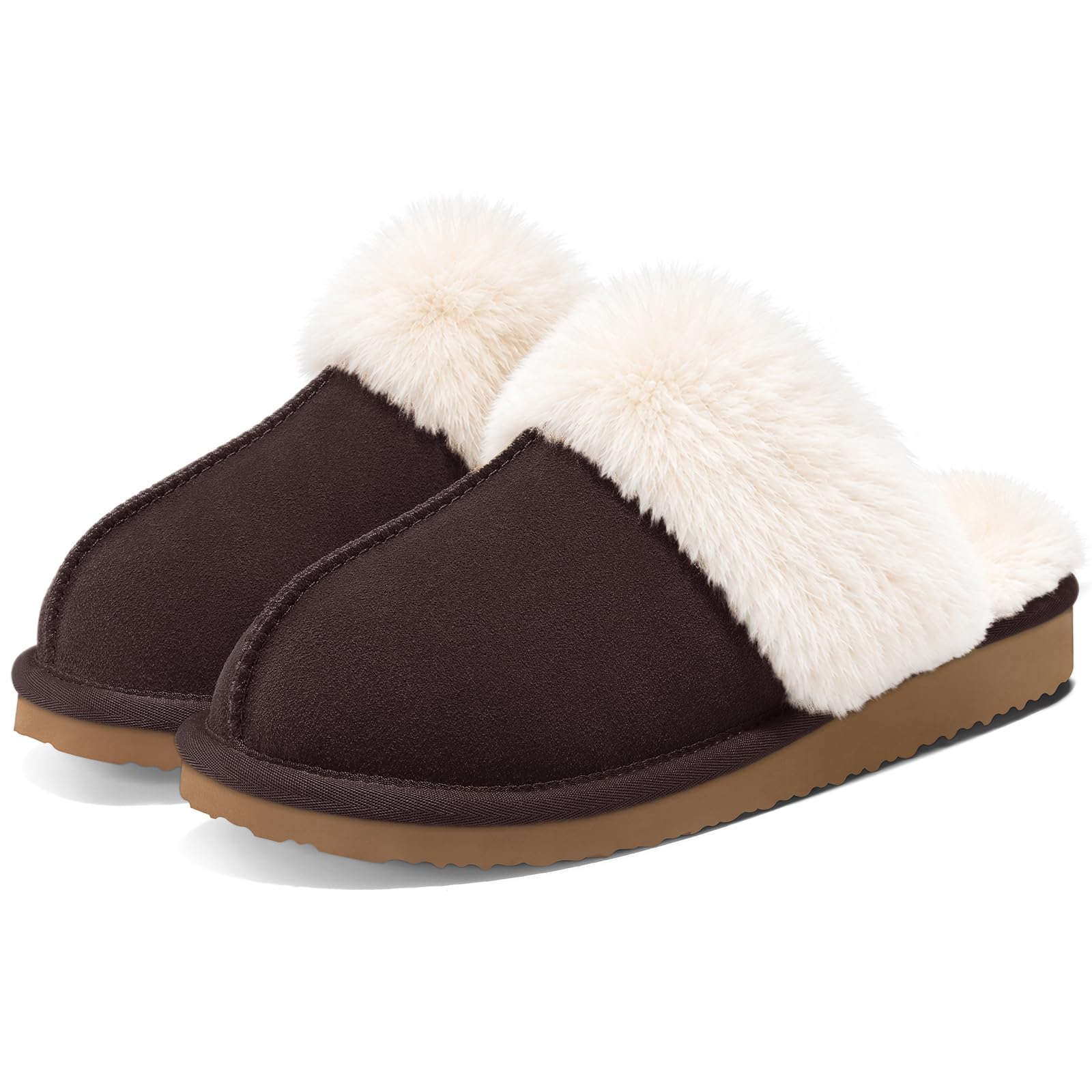 Litfun Fuzzy Memory Foam Slippers for Women Indoor Outdoor House Shoes