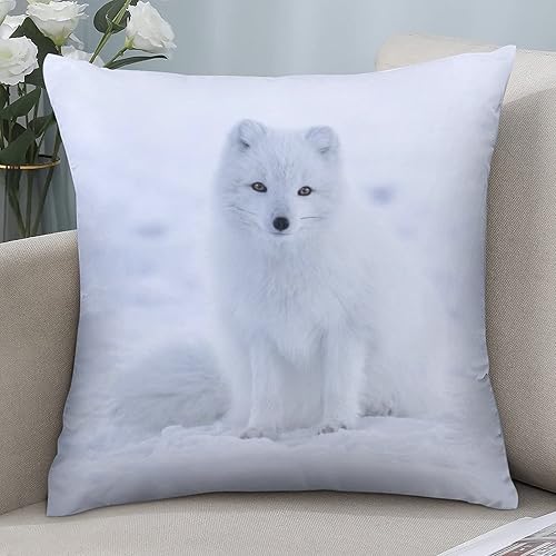 Miniatura 7 de Arctic Fox in The Snow - Fundas de almohada con estampado de patrón de nieve suaves con cremalleras invisibles, 18 x 18 pulgadas