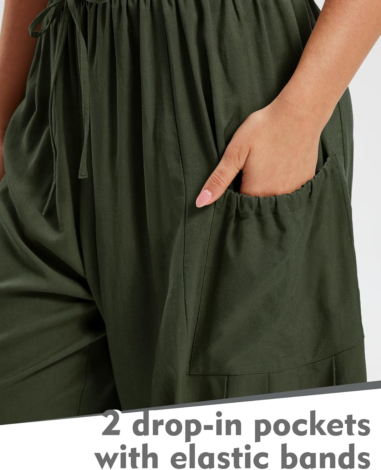 Women's Linen Pants Flowy Wide Leg Casual Beach Travel Vacation Palazzo Harem Barrel Pants - Image 5