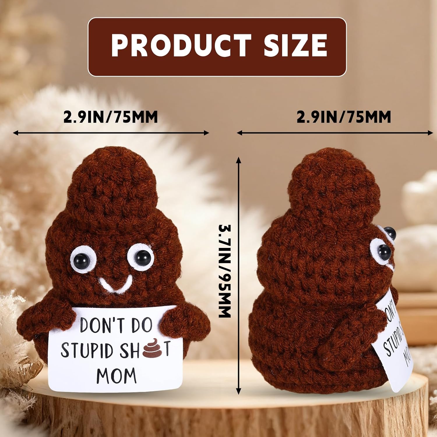 Graduation Gifts for Kids Teens, Dont Do Stupid Shit Crochet Doll,Handmade Positive Poop Crochet for Daughter Son from Mom, Unusual Gifts for 12-14 Year Old Boy Girl