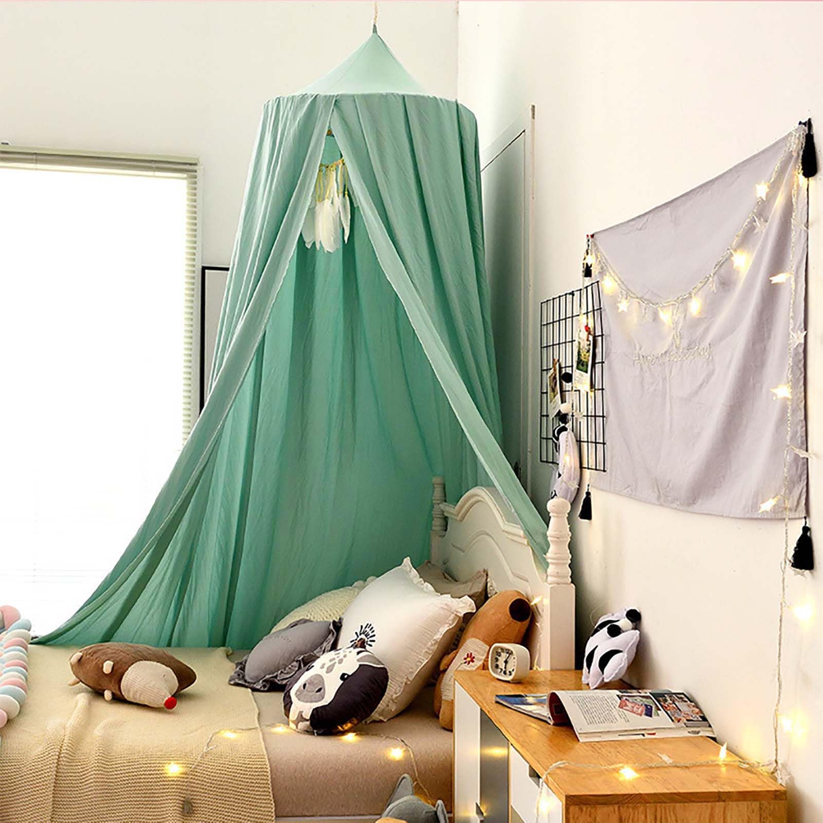 RAILONCH Betthimmel Babybett, Kinder Moskitonetz Spitze Baldachin, Mädchen Prinzessin Himmelbett Bettvorhang für Spiel Lesen Schlafzimmer Ankleidezimmer (Grün)