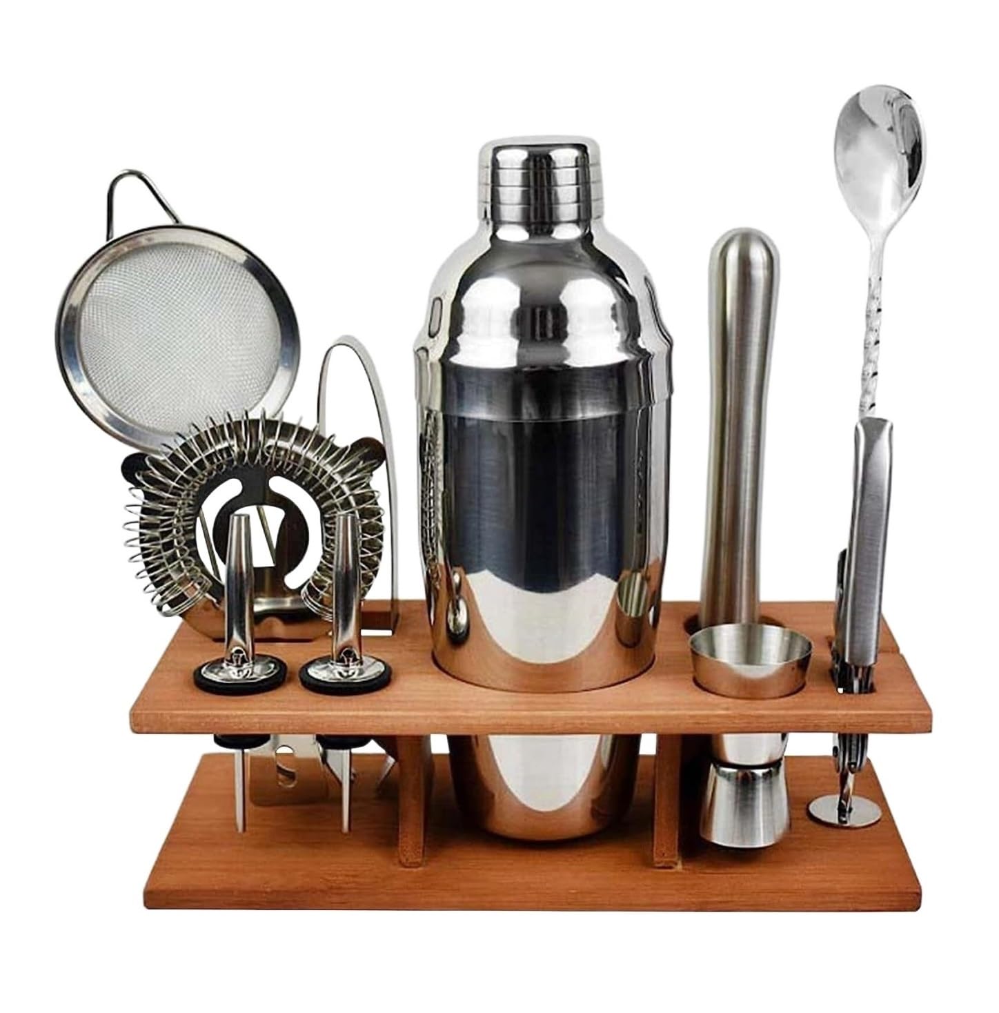Ensemble de Cocktail Shaker à Cocktail Shaker Kit 11 Pcs Cocktail Shaker Set Barman Kit avec Support en Acier Inoxydable Bar Tool Set pour Home Bar Shaker Cocktail Kit Shaker Cocktail Set(550ml)