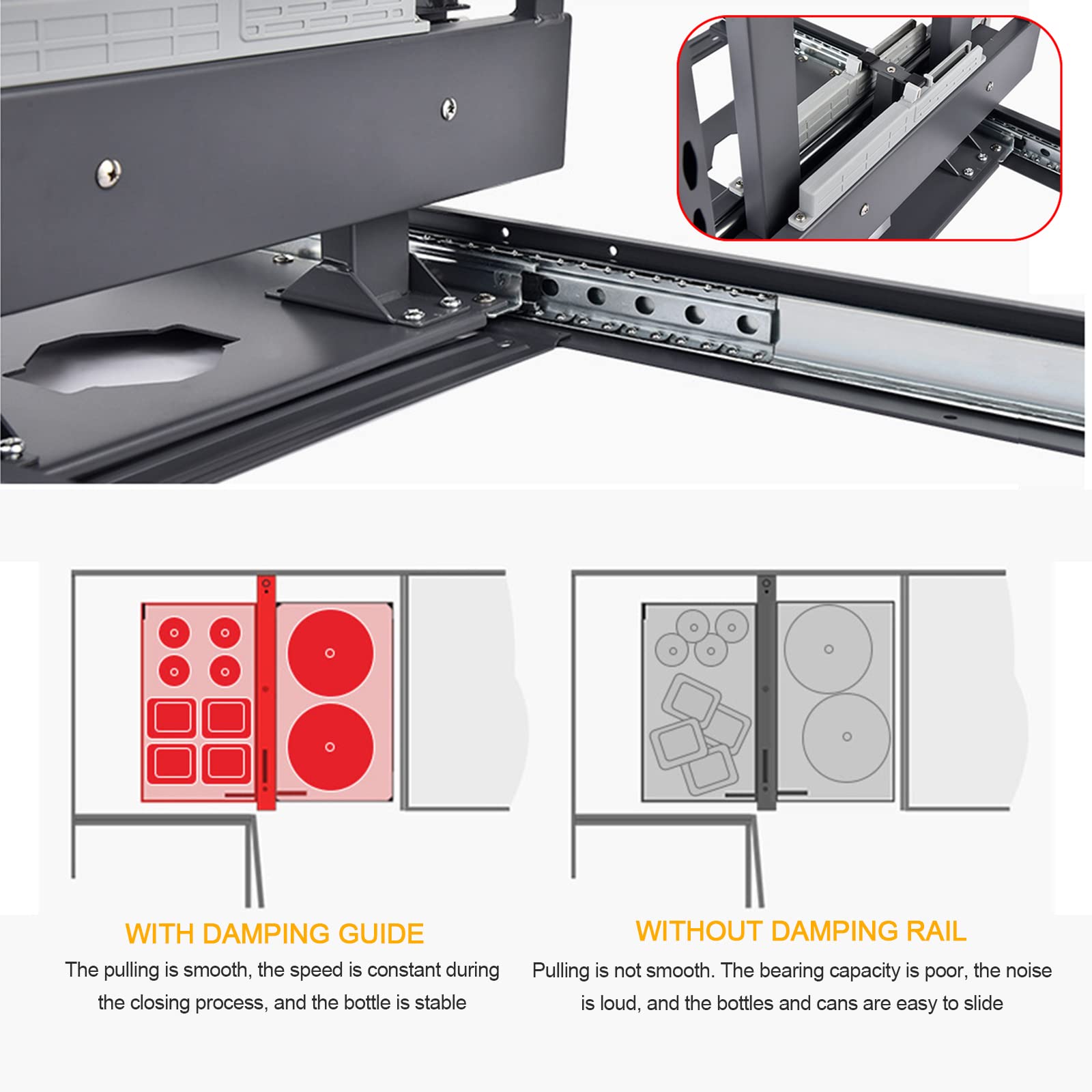 Organizer per Armadio da Cucina ad Angolo cieco, cestello Estraibile a 2 Livelli con Guida smorzante per cestello sotto Il lavello della Cucina