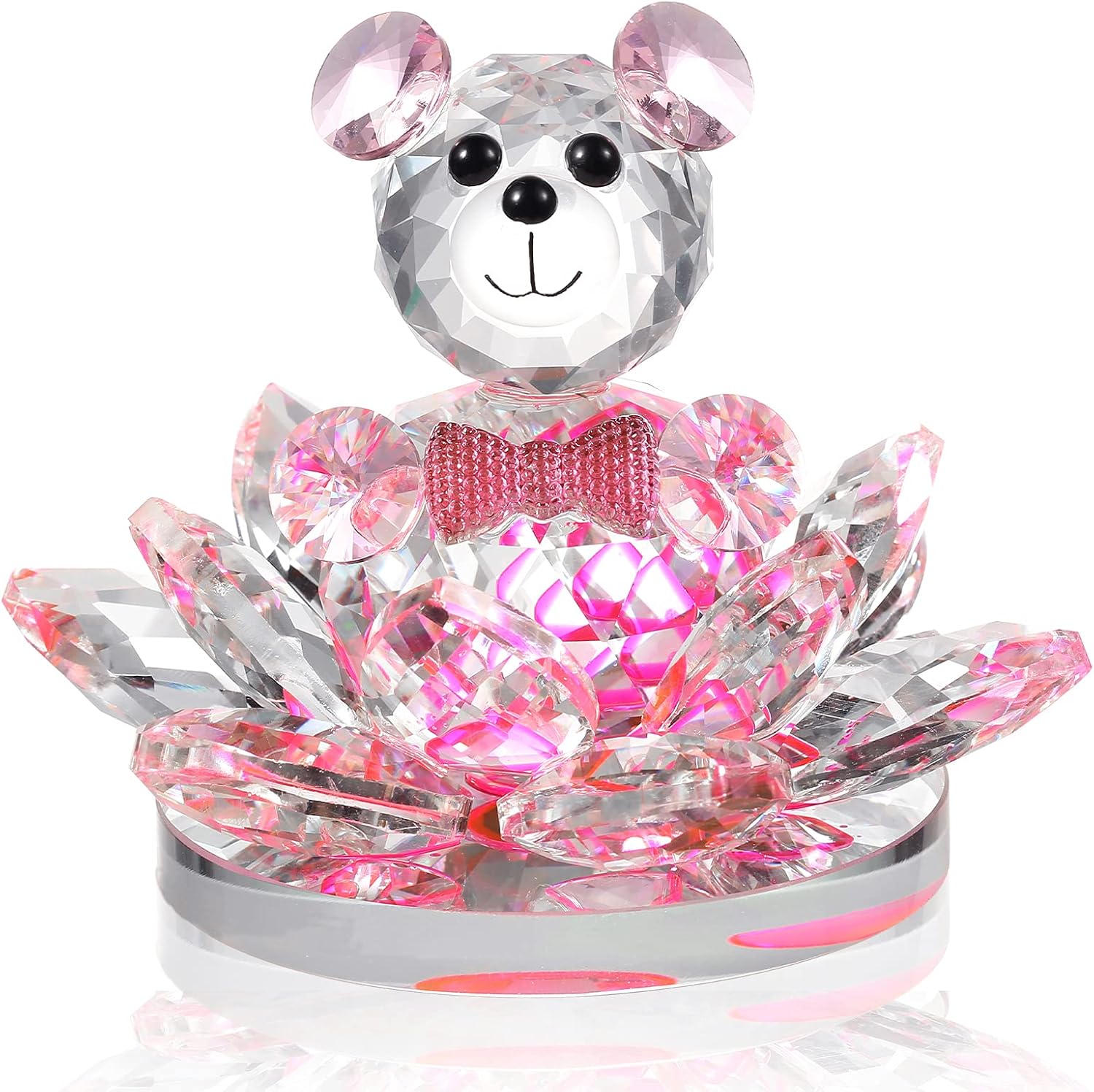 Handmade Crystal Bear & Flower Figurine Collection, Paperweight Table Centerpiece, Gift for Valentine's Day Mother's Day Christmas Anniversary Birthday Thanksgiving Girls (Purple) : Home & Kitchen