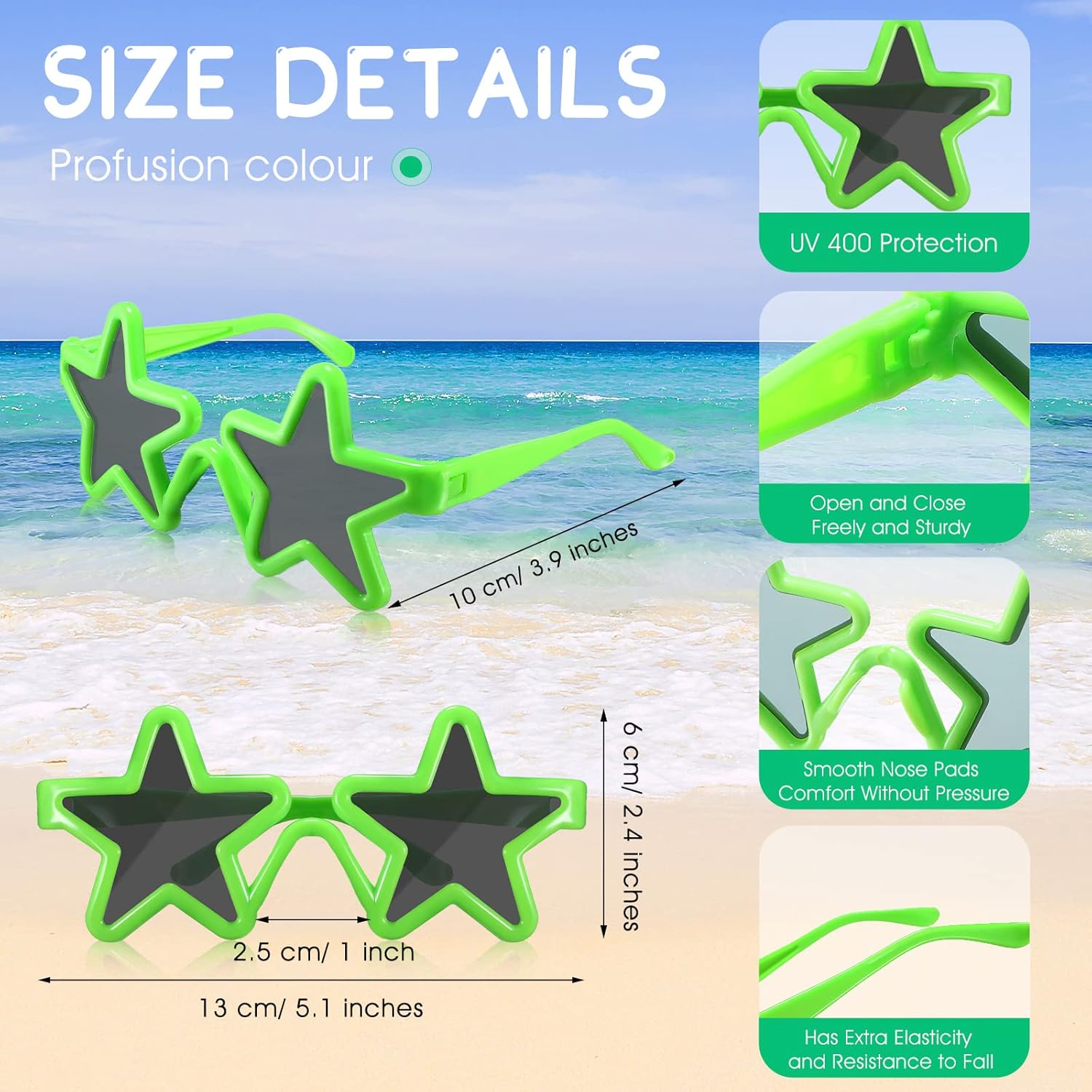 Konohan 36 Pairs Kids Star Sunglasses Party Favors Bulk Summer Beach Neon Sunglasses Party Favor Star Shaped Glasses Retro Style for Summer Beach Pool Birthday Goody Bag Stuffers - Image 2