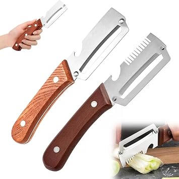Roselli Wooden-Handled Stainless Steel Shredder And Peeler, Multifunctional Vegetable Peeler, Suitable For Kitchens, Camping, And Travel Shredder + Peeler