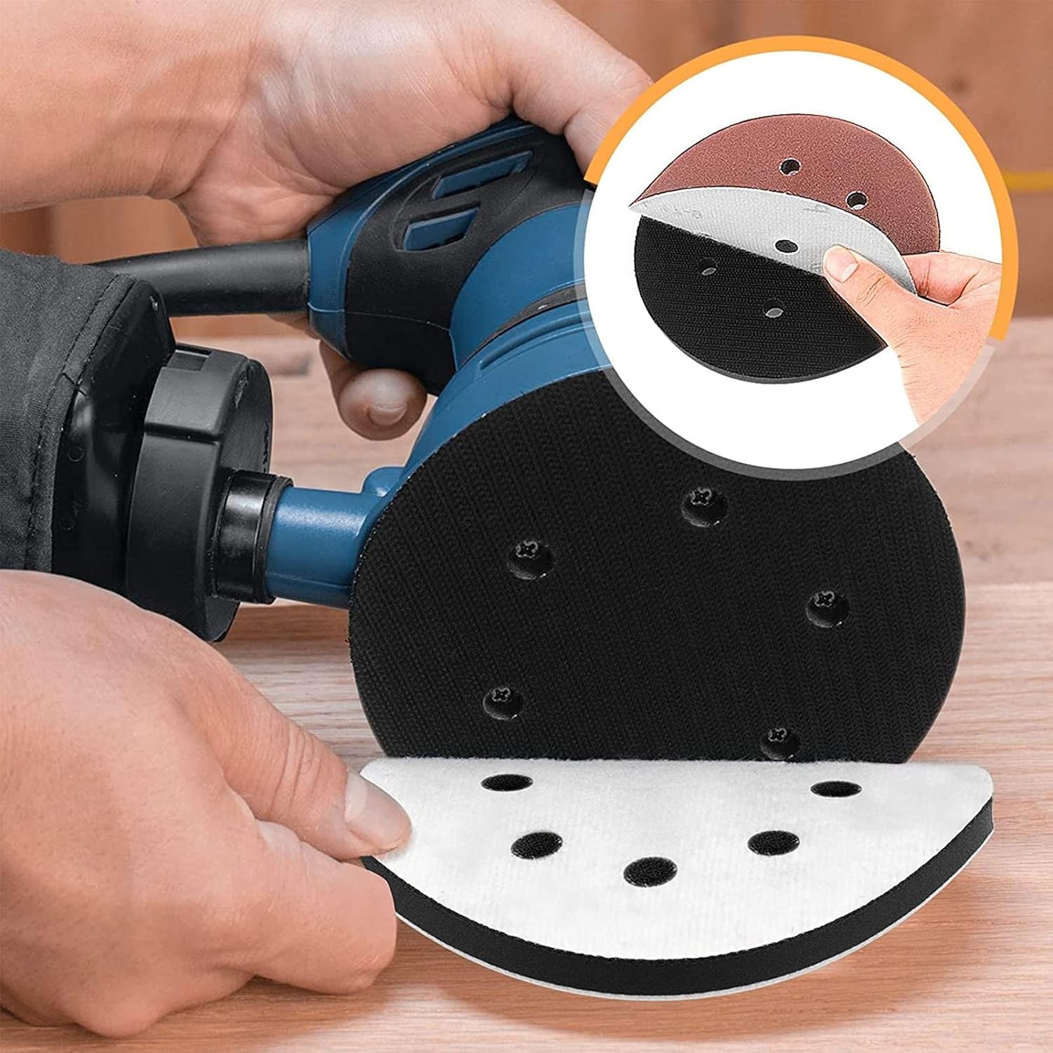 5 Pack 6 Inch 6 Hole Hook And Loop Soft Interface Pad Sponge Cushion Buffing Backing Pads For Orbital Sander Sanding Polishing
