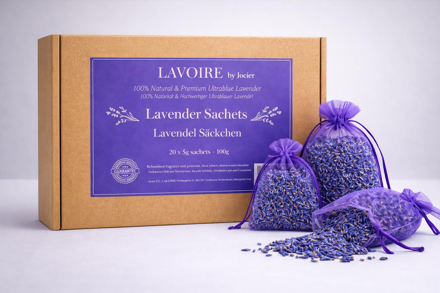 Lavoire 16x6g Sachets Parfumés Lavande - Boules de Mites - Lutte Naturelle Anti-Mites - Anti Mites - Piège à Mites - Mites Vêtements - Parfum Longue Durée, Durable & Apaisant - 100% Lavande Séchée