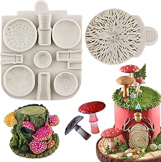 MINFEIDMS Mushroom Fondant Silicone Molds Chocolate Candy Silicone Molds For Alice in Wonderland Themed Cake Decorating Cu...