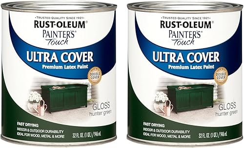 Miniatura 189 de Rust-Oleum Painters Touch, Ultra Cover 2X, 1994502 - Pintura de látex, color almendra, 1 cuarto de galón Almendra brillante