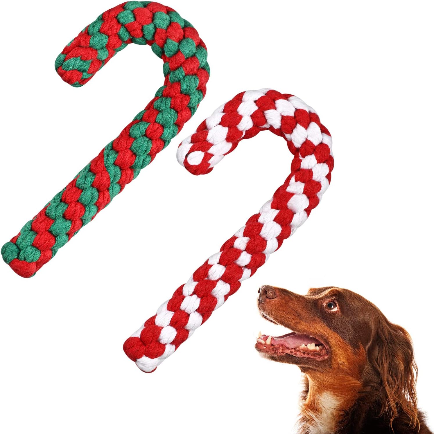 Pet Supplies 2 Pieces Christmas Pet Chew Toys Candy Cane Dog Rope Toy