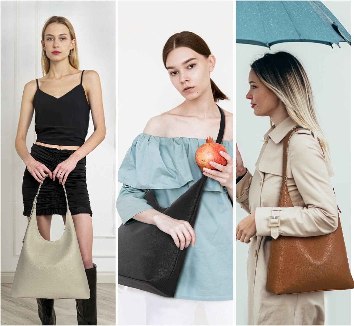 Hobo Bag for Women, Vegan Leather Slouchy Shoulder Handbags Purses for Women with Adjustable Strap - Image 2