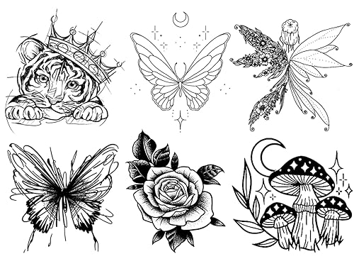 Miniatura 3 de 6 hojas de tatuajes temporales, tatuaje semipermanente, larga duración, resistente al agua con tinta a base de plantas, dura de 1 a 2 semanas,