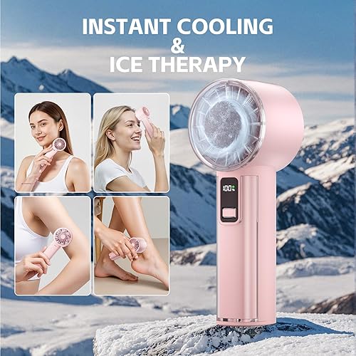 Miniatura 4 de MORECORE Ventilador portátil de mano de alta velocidad con enfriador de hielo, tiempo de funcionamiento de 21 horas, velocidad de 1 a 100 y batería
