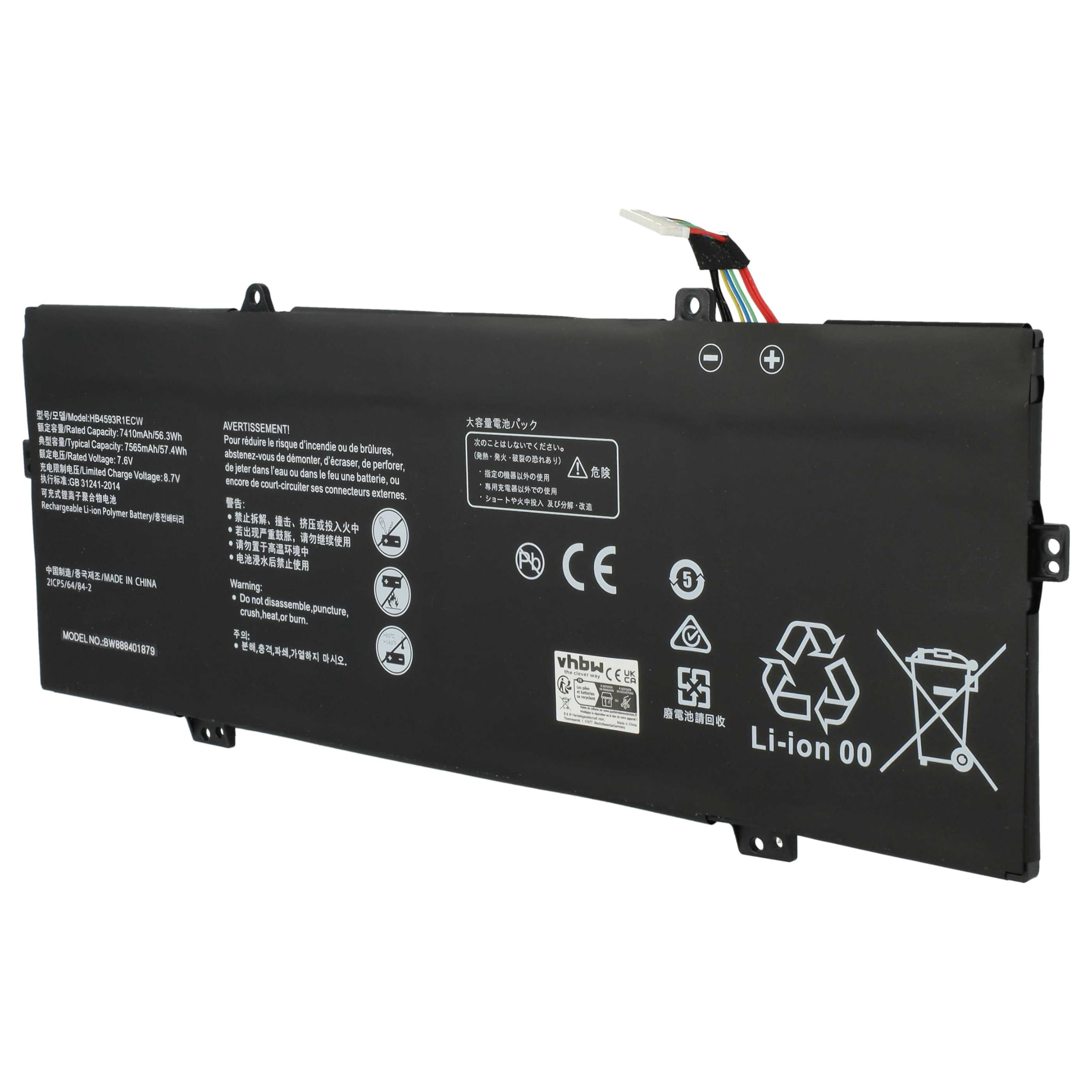 vhbw batteria sostituisce Huawei HB4593R1ECW per notebook (7410mAh, 7,6V, Li-Poly)