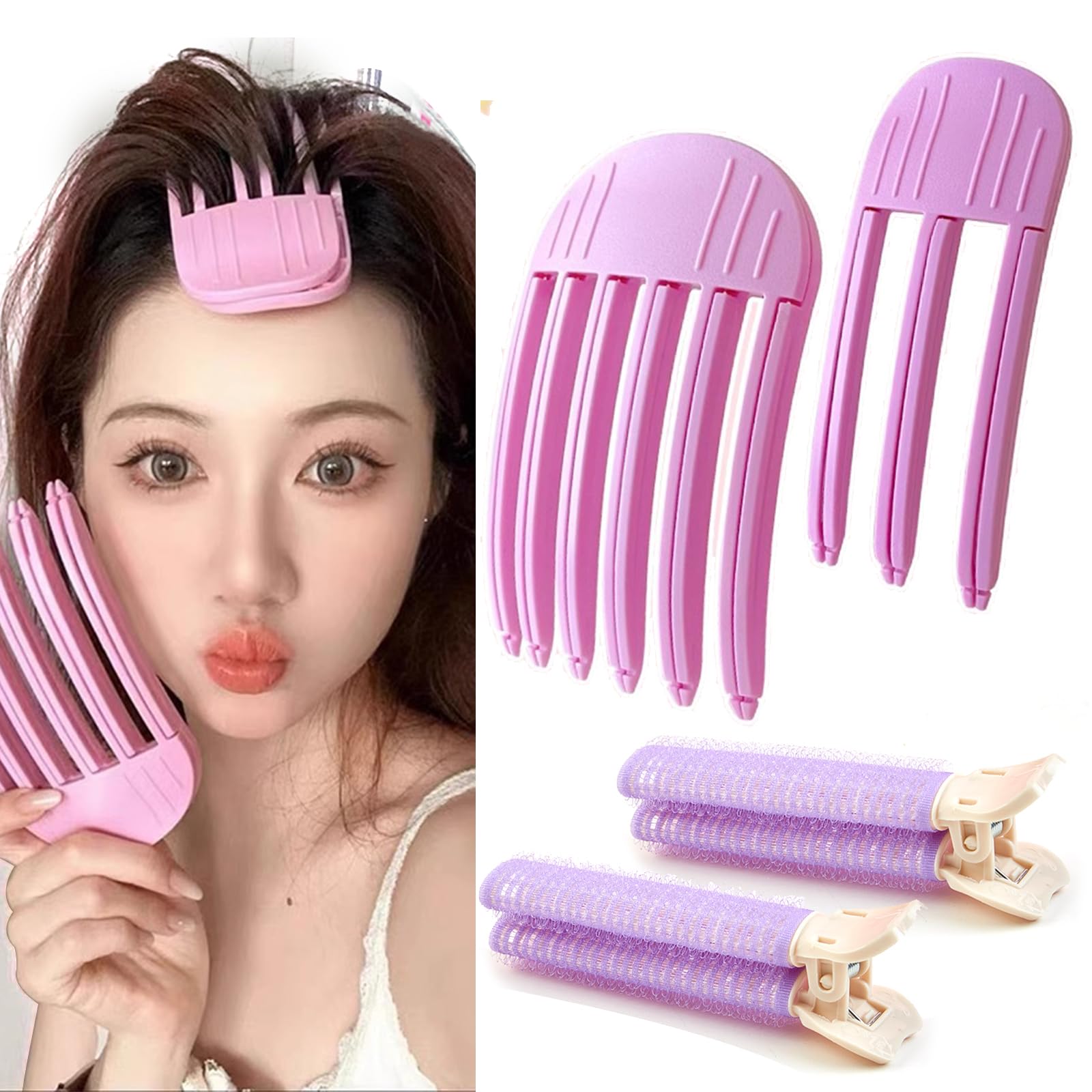 ふんわりカール ヘアカーラー 4個セット クリップ＆スプレーボトル付き Amazon.co.jp: SZBRSKJ 根元立ち上げクリップ ヘアカーラー 4本セット