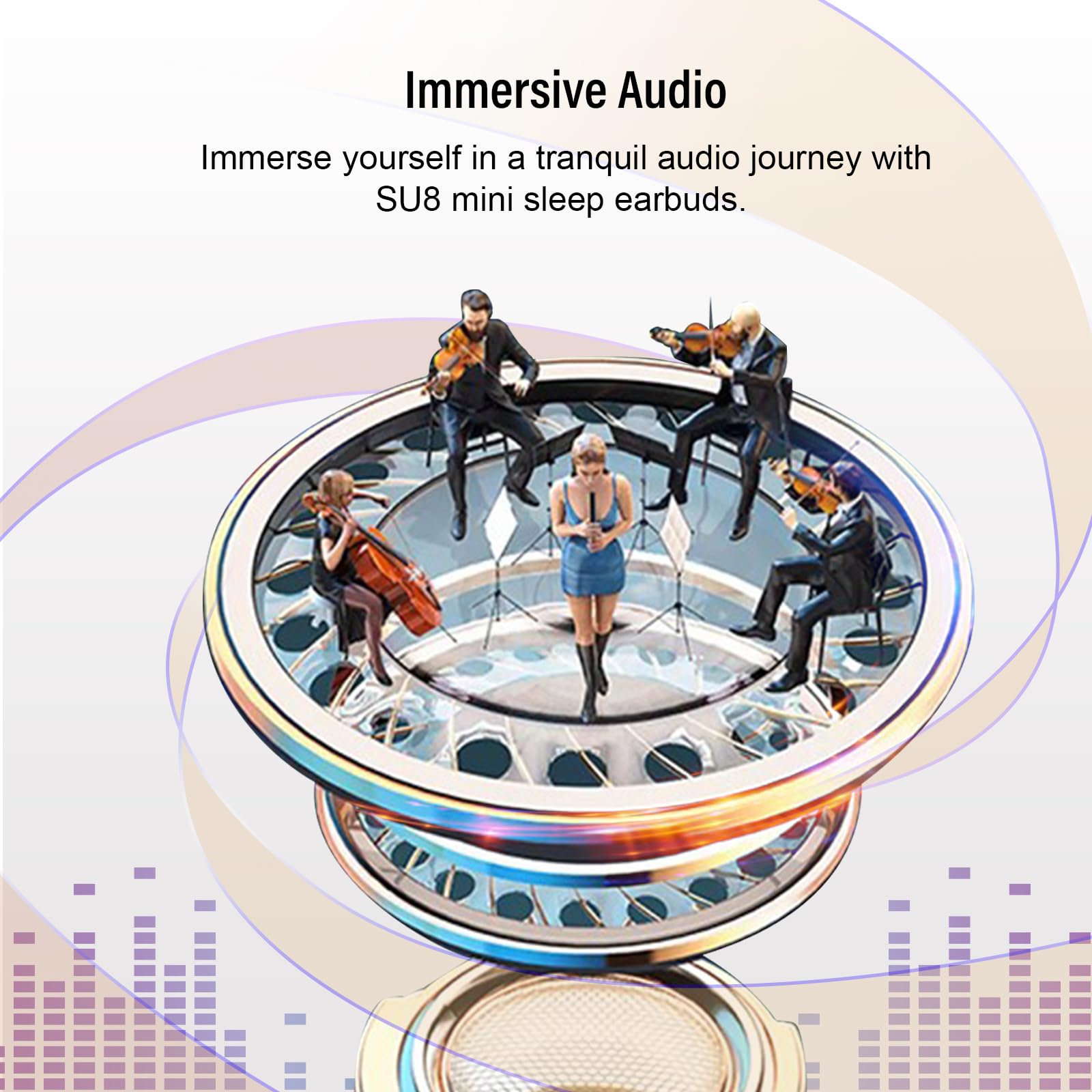 Bluetooth Kopfhörer, Mini In Ear Kopfhörer Kabellos Bluetooth 5.4 Stereo HiFi Immersiv, 47Std Spielzeit Schlafkopfhörer mit Passiver Geräuschmaskierung, LED-Anzeige, IP7 Wasserdichte Ohrhörer Weiß