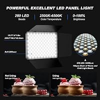 Soonpho LED Videó Világítás Szett - 2db 20W Állítható Fénypanel 2800-6500K, 1,6m Állvánnyal és Telefontartóval, YouTube Videózáshoz, Stúdióf 3